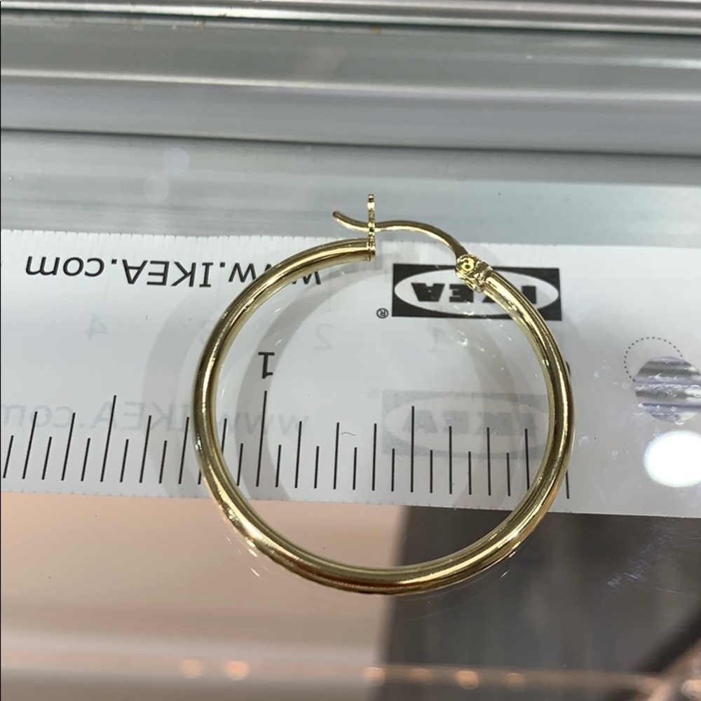 New Real 10k Gold Large 1 1/4” plain Hoop Earrings 30mm - Picture 3 of 7